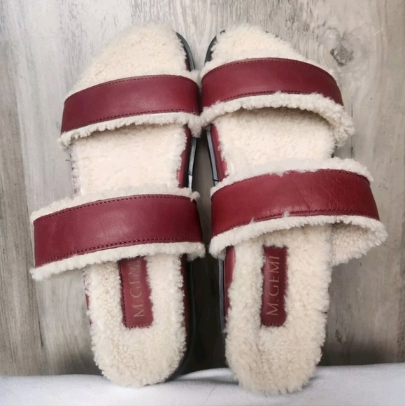 M. Gemi New The Aida Fur Strappy Sandals Red Size 8 Women’s RARE - Picture 3 of 8
